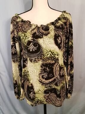 Carol Rose blouse Green and brown